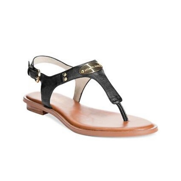 Michael Kors Shoes - MICHAEL KORS MK Plate flat Leather thong Sandal